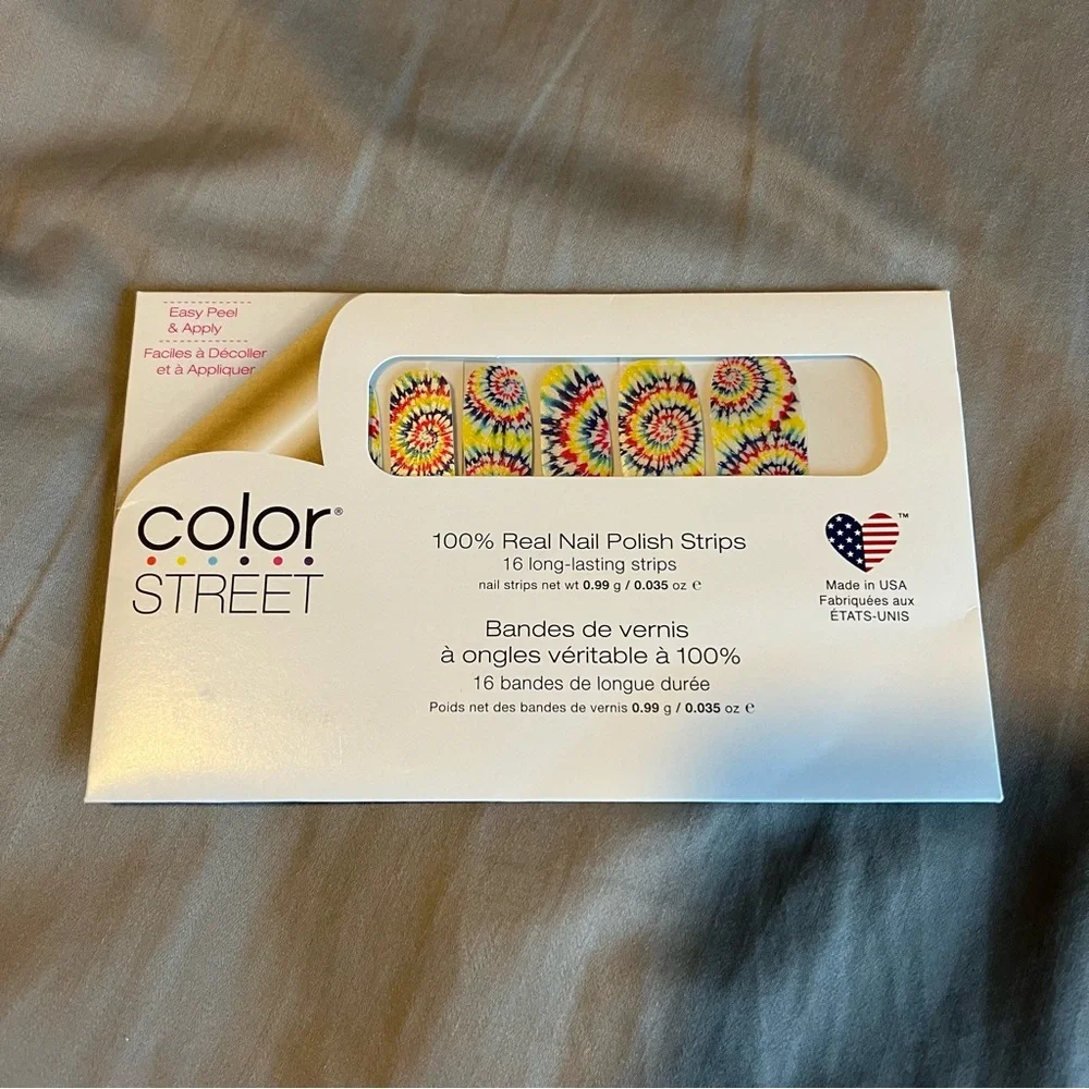 *Retired* Color Street: Wanna Peace of Me? | Tie-Dye Rainbow Summer White Yellow - Picture 3 of 9